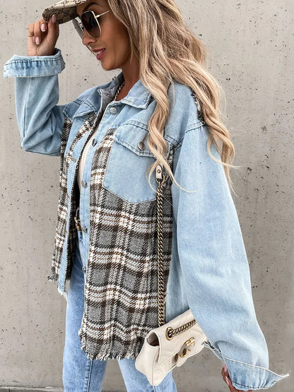 Maxine - Elegant and Comfortable Checked Jeans Blouse for Women