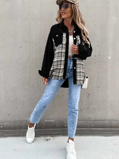 Maxine - Elegant and Comfortable Checked Jeans Blouse for Women