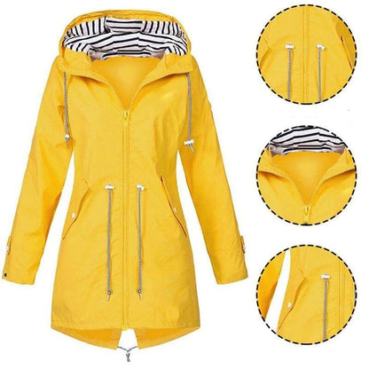 GENZINA - Elegant Long Raincoat for Stylish Protection