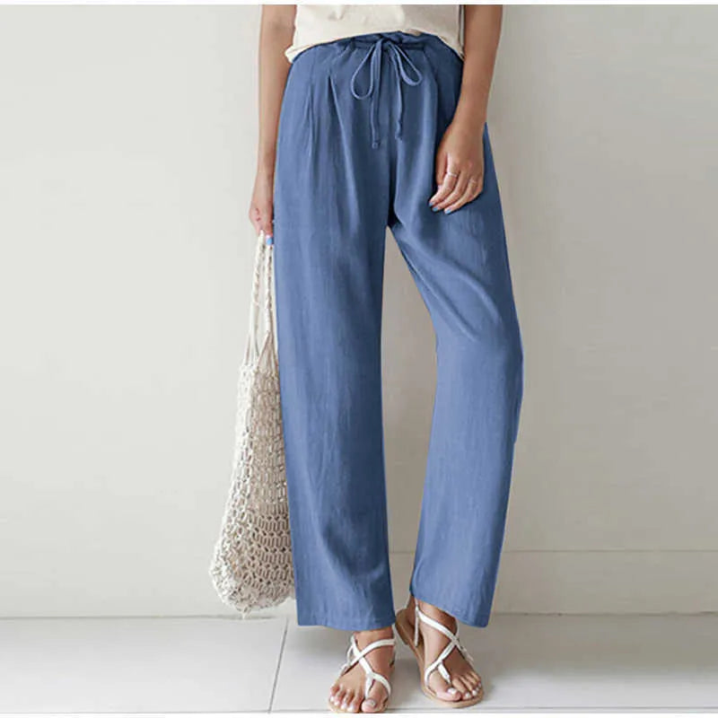 Gretel - Stylish High-Waisted Pleated Wide-Leg Trousers with Elastic Waistband