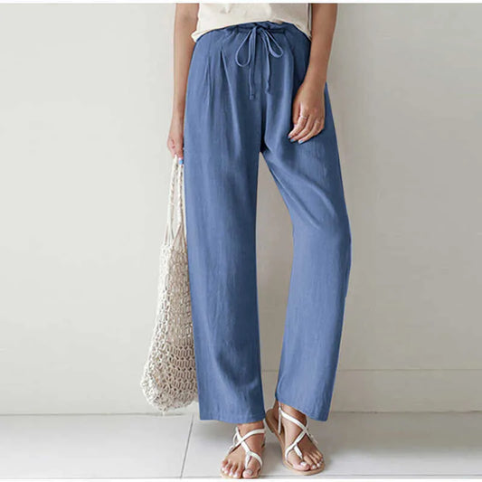 Gretel - Stylish High-Waisted Pleated Wide-Leg Trousers with Elastic Waistband