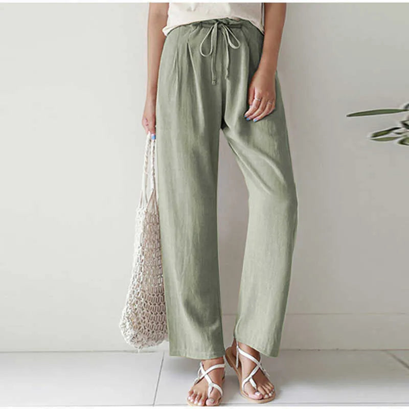 Gretel - Stylish High-Waisted Pleated Wide-Leg Trousers with Elastic Waistband