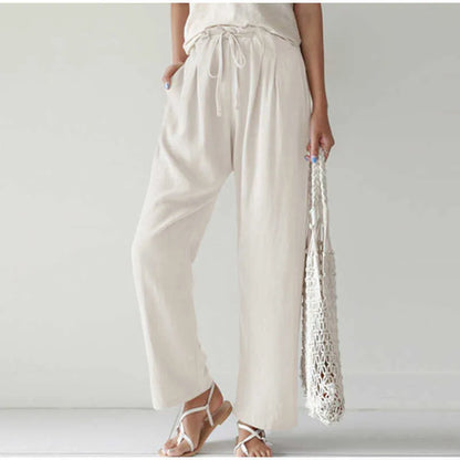 Gretel - Stylish High-Waisted Pleated Wide-Leg Trousers with Elastic Waistband