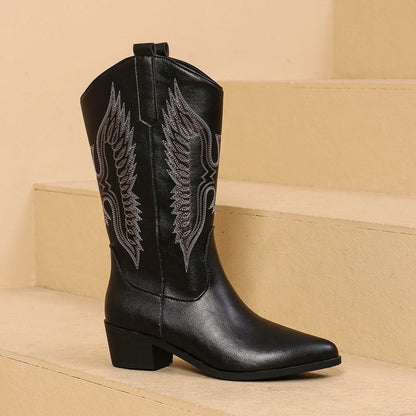 Eliza - Stylish Embroidered Cowboy Boots in Western Design