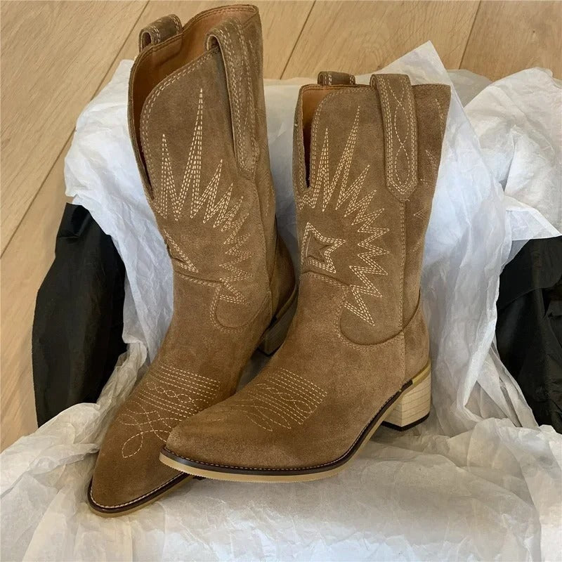 Margaret - Beautiful Embroidered Leather Western Boots