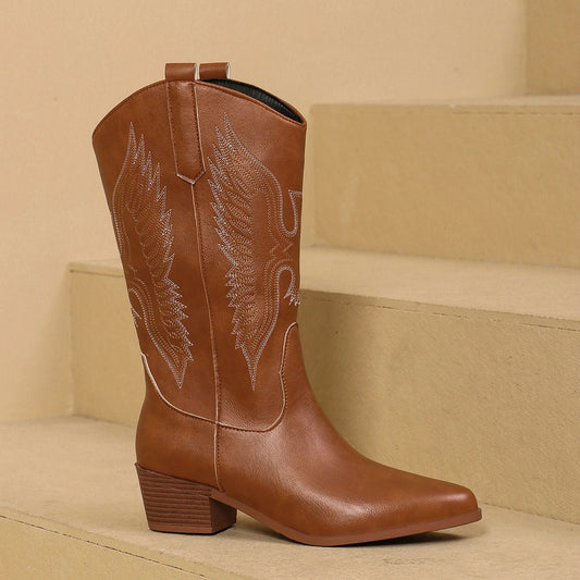 Eliza - Stylish Embroidered Cowboy Boots in Western Design
