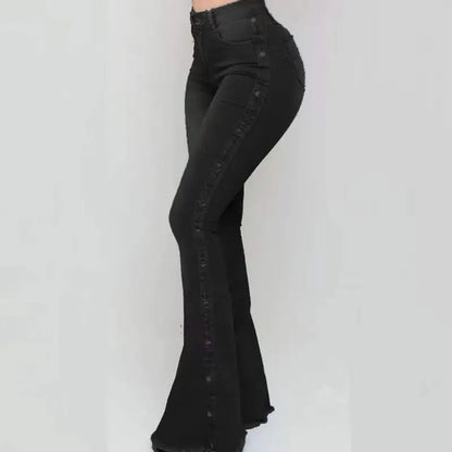 Agatha - Trendy high-waisted flared stretch denim trousers for a stylish look