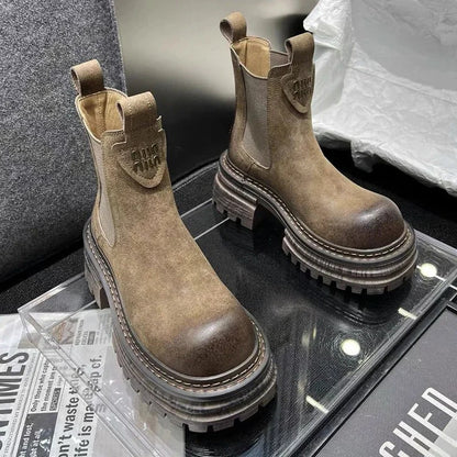 Cordelia - Stylish Chunky Platform Leather Boots for Women