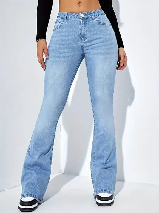 Rosie - Trendy high-waisted flared denim jeans