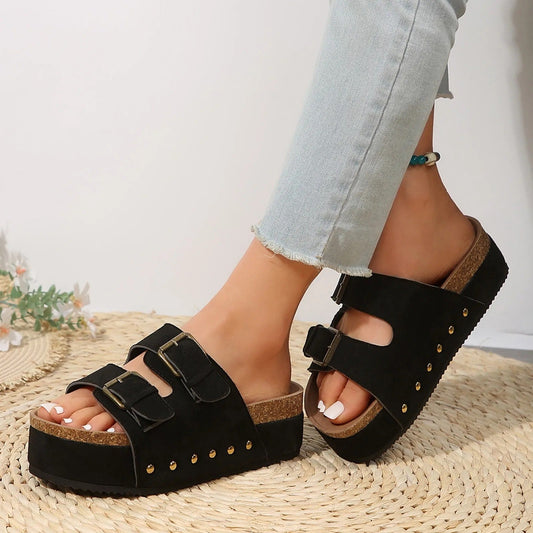 Leona - Elegant Sandals with Double Strap and Stylish Buckle