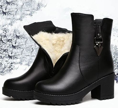 Stylish Hanah Sturdy Heeled Boots Made from Cotton